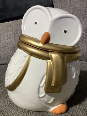 Vintage Owl Cookie Jar, Cheryl’s Cookies HOOT OWL, 10”  White Ceramic EUC